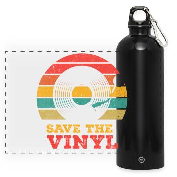 Enregistrez le vinyle - Gourde panoramique avec mousqueton 750 ml - noir - Devant