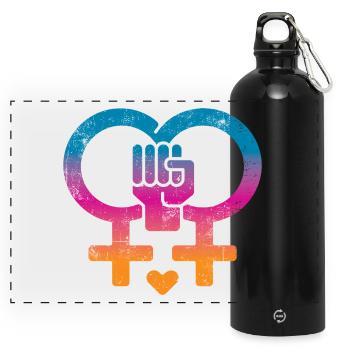 Droits des femmes, pouvoir des femmes - Gourde panoramique avec mousqueton 750 ml - noir - Devant