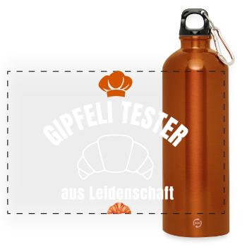 Rauhaardackel Gartenarbeit - Lustiges Dackel Gärtn - Panorama Trinkflasche mit Karabiner 750 ml - Orange - Vorne