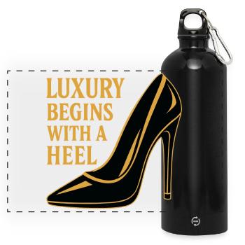 Talon haut de luxe – Diction du design en or noble - Gourde panoramique avec mousqueton 750 ml - noir - Devant