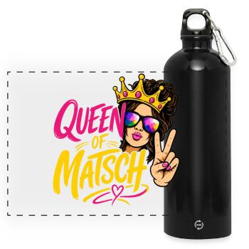 Queen of Matsch - Panorama Trinkflasche mit Karabiner 750 ml - Schwarz - Vorne