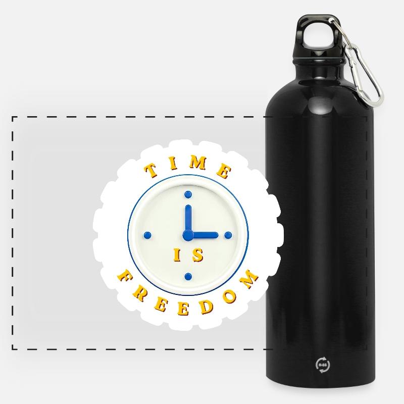 Time is freedom - Panoramic Drinks Bottle with Carabiner 750 ml - black