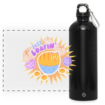 Just Loafin' - Cute Cat Loaf - Panoramic Drinks Bottle with Carabiner 750 ml - black - Front