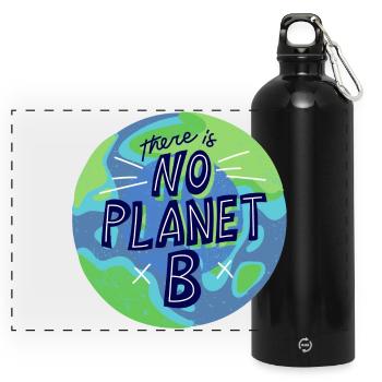 no planet B, mère nature, planète terre - Gourde panoramique avec mousqueton 750 ml - noir - Devant