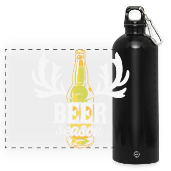 bière, boire une bière, fan de bière - Gourde panoramique avec mousqueton 750 ml - noir - Devant