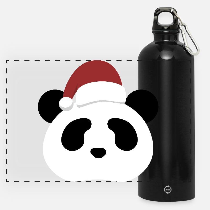 Panda Bear - Édition de Noël - Gourde panoramique avec mousqueton 750 ml - noir