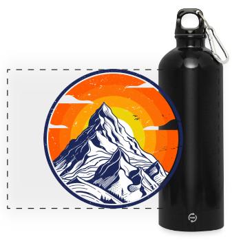 Majestic Mountain Sunset Design - Panoramic Drinks Bottle with Carabiner 750 ml - black - Front