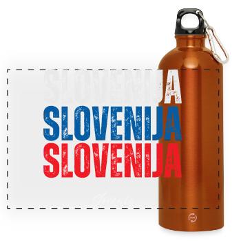 Flagge von Slowenien, slowenischer Stolz - Panorama Trinkflasche mit Karabiner 750 ml - Orange - Vorne