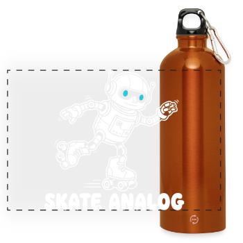 Roboter Skate Analog - Panorama Trinkflasche mit Karabiner 750 ml - Orange - Vorne
