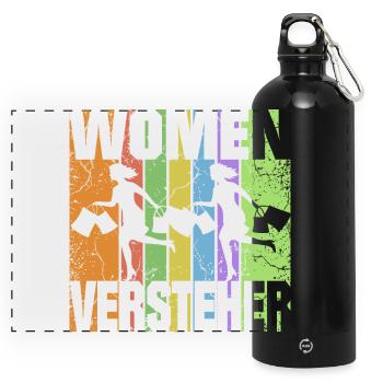 Frau im Kaufrausch - Panorama Trinkflasche mit Karabiner 750 ml - Schwarz - Vorne