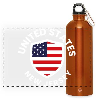 USA New Jersey Flaggenabzeichen - Panorama Trinkflasche mit Karabiner 750 ml - Orange - Vorne