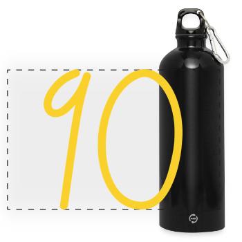 90 - Panorama Trinkflasche mit Karabiner 750 ml - Schwarz - Vorne