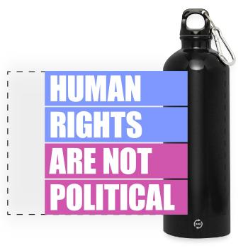 Human Rights Are Not Political Menschenrechte Logo - Panoramic Drinks Bottle with Carabiner 750 ml - black - Front