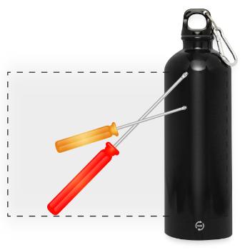 two screwdrivers for the toolbox - Panoramic Drinks Bottle with Carabiner 750 ml - black - Front