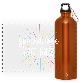 Pride Month - Liebe statt Hass verbreiten - Panorama Trinkflasche mit Karabiner 750 ml - Orange - Vorne