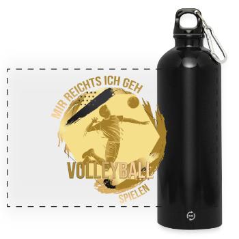 Mir reichts, ich geh Volleyball spielen - Panorama Trinkflasche mit Karabiner 750 ml - Schwarz - Vorne