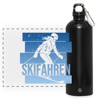 Skifahren - Panorama Trinkflasche mit Karabiner 750 ml - Schwarz - Vorne