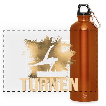 Turnen - Panorama Trinkflasche mit Karabiner 750 ml - Orange - Vorne