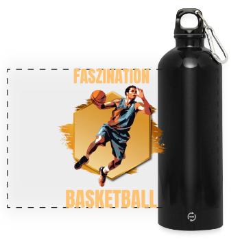 Faszination Basketball - Panorama Trinkflasche mit Karabiner 750 ml - Schwarz - Vorne