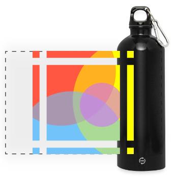Geometric play of colours - Panoramic Drinks Bottle with Carabiner 750 ml - black - Front