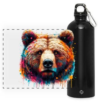 Bär - Panorama Trinkflasche mit Karabiner 750 ml - Schwarz - Vorne