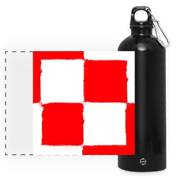 Chessboard symbol of Polish Poland - Panoramic Drinks Bottle with Carabiner 750 ml - black - Front