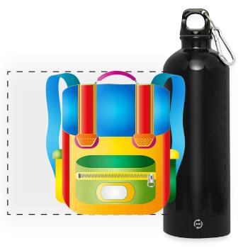 Colourful retro satchel for cool kids - Panoramic Drinks Bottle with Carabiner 750 ml - black - Front