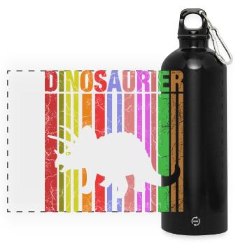 Silhouette de dinosaure avec détails de couleur - Gourde panoramique avec mousqueton 750 ml - noir - Devant