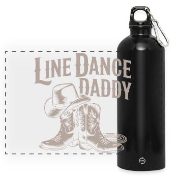 Line Dance Daddy Cowboy Boots - Panoramic Drinks Bottle with Carabiner 750 ml - black - Front