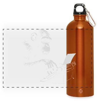 Chimp Typist Retro Print - Panoramic Drinks Bottle with Carabiner 750 ml - burnt orange - Front