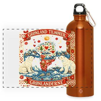 Greenland Independence Statement Gift Funny - Panoramic Drinks Bottle with Carabiner 750 ml - burnt orange - Front