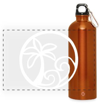 Vagues et palmier blanc - Gourde panoramique avec mousqueton 750 ml - orange - Devant