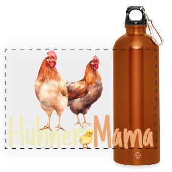 Hühner Mama Muttertag Mutterschaft Mama Elternteil - Panorama Trinkflasche mit Karabiner 750 ml - Orange - Vorne