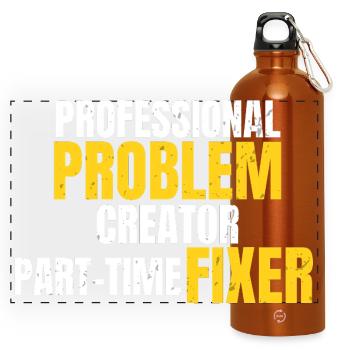 Professional Problem Creator Funny Workwear Design - Panoramic Drinks Bottle with Carabiner 750 ml - burnt orange - Front