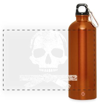 Kampfkunst Schädel - Panorama Trinkflasche mit Karabiner 750 ml - Orange - Vorne