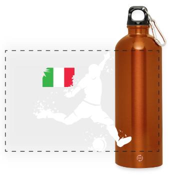 Fußball Team Italien Spieler Explosion EM 2024 - Panorama Trinkflasche mit Karabiner 750 ml - Orange - Vorne