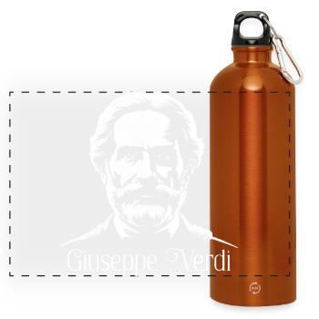 Giuseppe Verdi Komponist Silhouette Kunst - Panorama Trinkflasche mit Karabiner 750 ml - Orange - Vorne