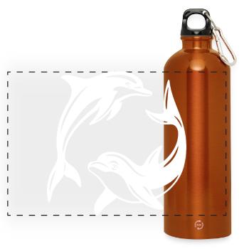 Dolphin Circle Design for Eco-Friendly Apparel - Panoramic Drinks Bottle with Carabiner 750 ml - burnt orange - Front