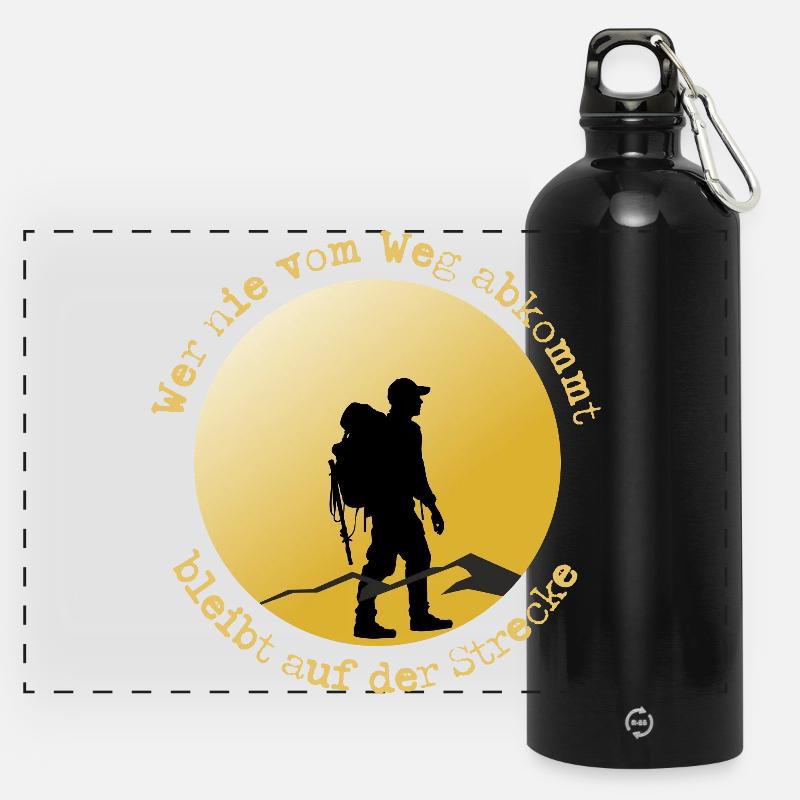 Hikers on the road - Panoramic Drinks Bottle with Carabiner 750 ml - black