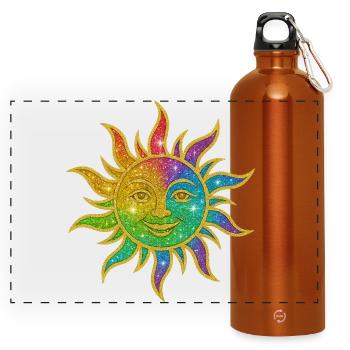 Rainbow Sun Glitter Star - Panoramic Drinks Bottle with Carabiner 750 ml - burnt orange - Front