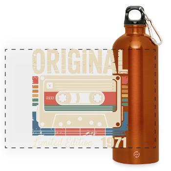 55th Anniversary - Vintage Gift 1971 - Panoramic Drinks Bottle with Carabiner 750 ml - burnt orange - Front