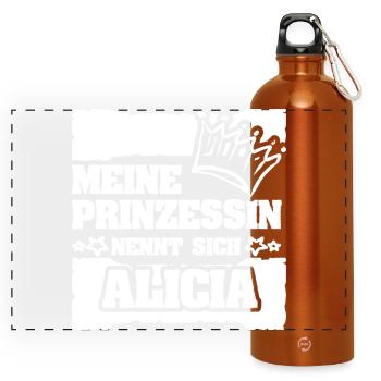 Geschenk für Alicia - Panorama Trinkflasche mit Karabiner 750 ml - Orange - Vorne