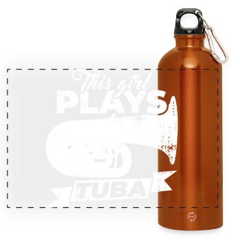 Tuba Girl - Panoramic Drinks Bottle with Carabiner 750 ml - burnt orange - Front