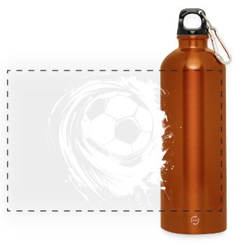 Soccer Illustration - Panoramic Drinks Bottle with Carabiner 750 ml - burnt orange - Front