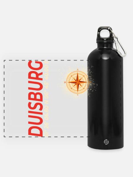 Duisburg - Panorama Trinkflasche mit Karabiner 750 ml - Schwarz
