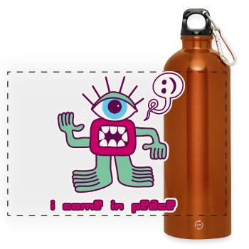Außerirdischer - Panorama Trinkflasche mit Karabiner 750 ml - Orange - Vorne