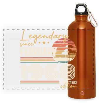 Février 1968 anniversaire 1968 légendes Février - Gourde panoramique avec mousqueton 750 ml - orange - Devant