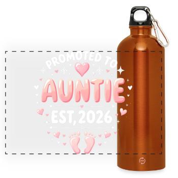 Tante 2026 Tante 2026 Befördert zu Tante 2026 - Panorama Trinkflasche mit Karabiner 750 ml - Orange - Vorne