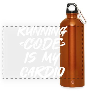 Lustiger Softwareingenieur Cardio Gym für Programmierer - Panorama Trinkflasche mit Karabiner 750 ml - Orange - Vorne