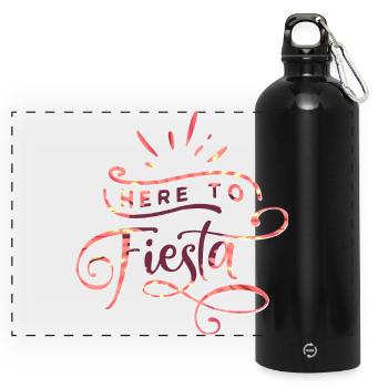 HERE TO FIESTA - Panorama Trinkflasche mit Karabiner 750 ml - Schwarz - Vorne